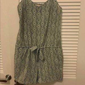 J Crew Green and White Tie Waite Romper